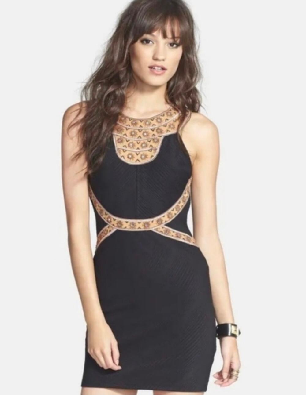 Free People Vintage Black XS Mirror Mini Dress